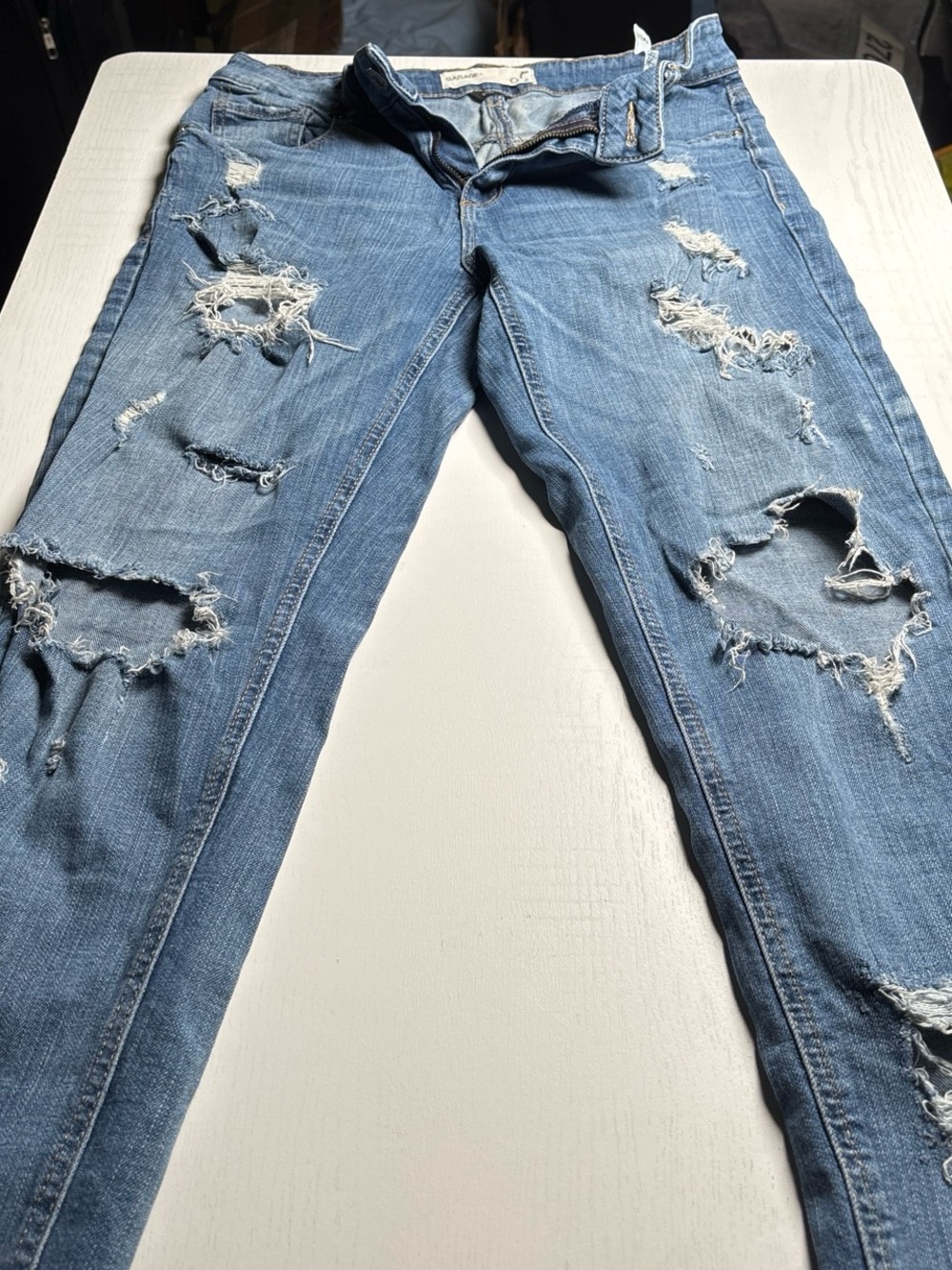 Garage Light Blue Distressed Skinny Jeans
